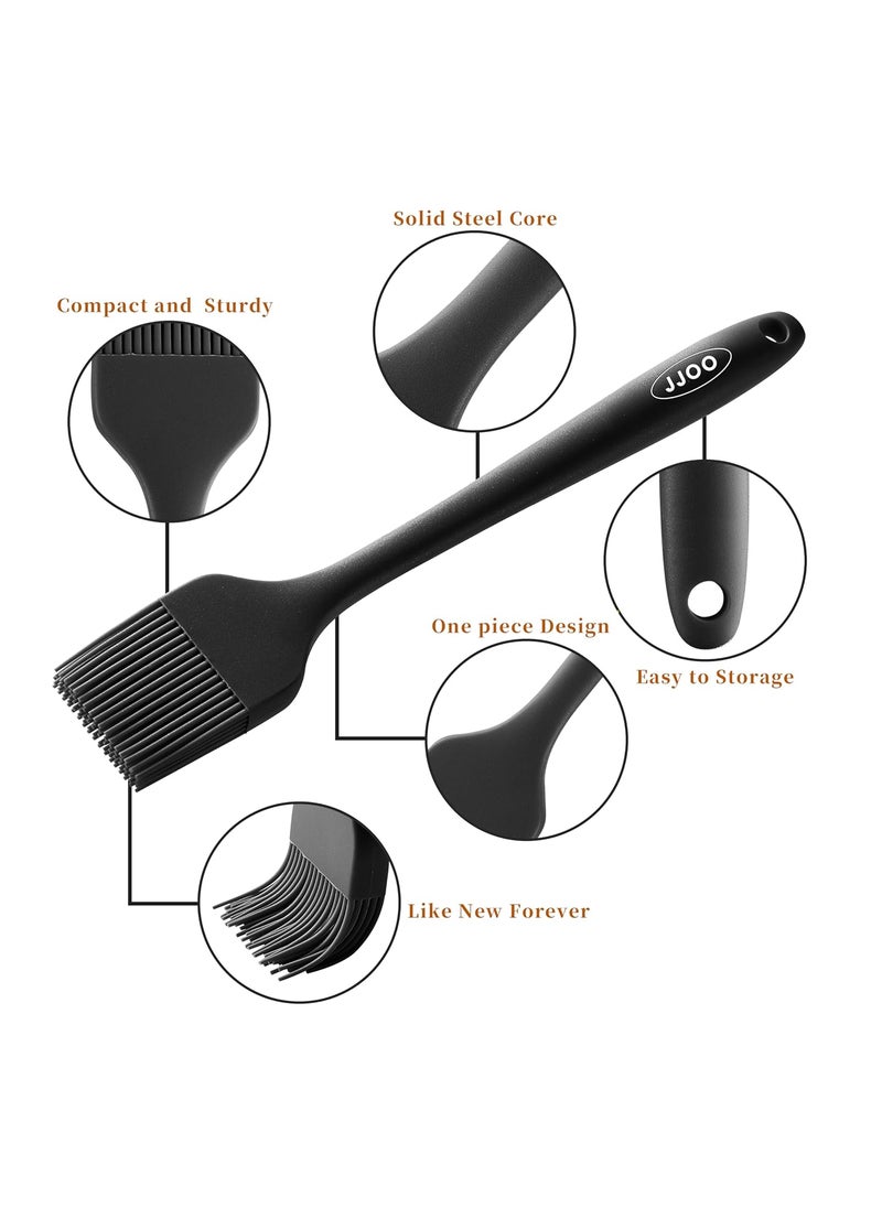 JJOO 2PCS Silicone Basting Pastry Brush JJOO Heat Resistant Food Cooking Brush for Oil Sauce Baking BBQ and Grill BPA Free Dishwasher Safe 2Pack Black  - Image 3