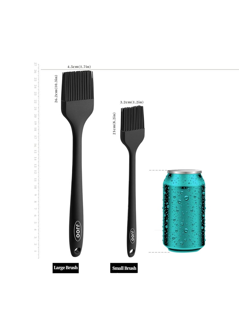 JJOO 2PCS Silicone Basting Pastry Brush JJOO Heat Resistant Food Cooking Brush for Oil Sauce Baking BBQ and Grill BPA Free Dishwasher Safe 2Pack Black  - Image 2