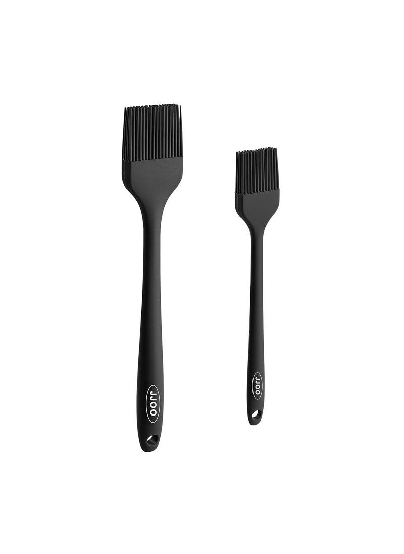 JJOO 2PCS Silicone Basting Pastry Brush JJOO Heat Resistant Food Cooking Brush for Oil Sauce Baking BBQ and Grill BPA Free Dishwasher Safe 2Pack Black  - Image 1