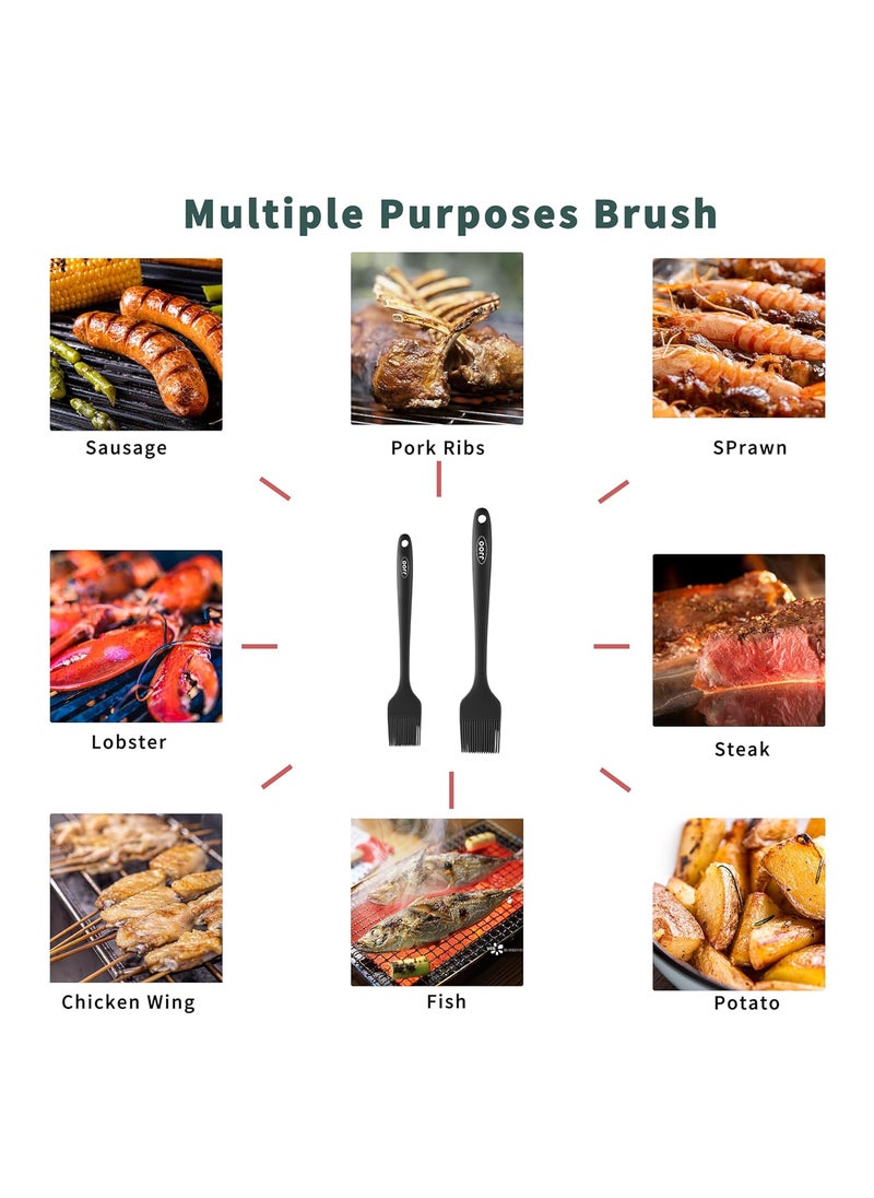 JJOO 2PCS Silicone Basting Pastry Brush JJOO Heat Resistant Food Cooking Brush for Oil Sauce Baking BBQ and Grill BPA Free Dishwasher Safe 2Pack Black  - Image 5