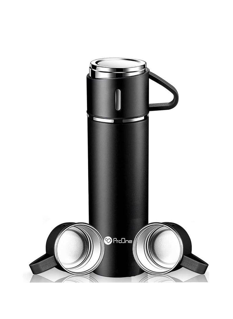 برو واحد قارورة ترمس من الفولاذ المقاوم للصدأ ProOne PSB02 بسعة 500 مل مع مقبض سيليكون وزجاجة مياه معزولة مع كوبين من الفولاذ المقاوم للصدأ للسفر في الهواء الطلق الساخن والبارد | صندوق الهدايا - Image 1