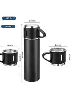 ProOne ProOne PSB02 500ml Stainless Steel Vacuum Thermos flask with Silicone Handle and Insulated Water bottle with 2 stainless steel cups set for Hot and Cold Outdoor travel | Gift box  - Image 3