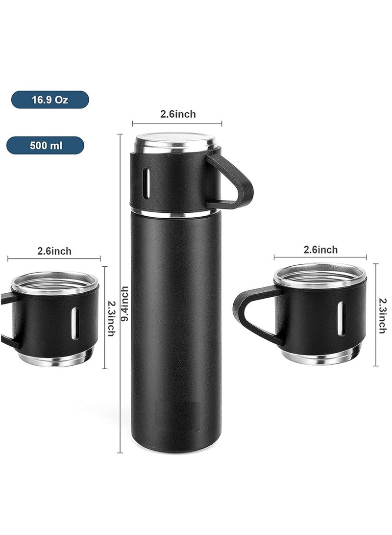 برو واحد قارورة ترمس من الفولاذ المقاوم للصدأ ProOne PSB02 بسعة 500 مل مع مقبض سيليكون وزجاجة مياه معزولة مع كوبين من الفولاذ المقاوم للصدأ للسفر في الهواء الطلق الساخن والبارد | صندوق الهدايا - Image 2