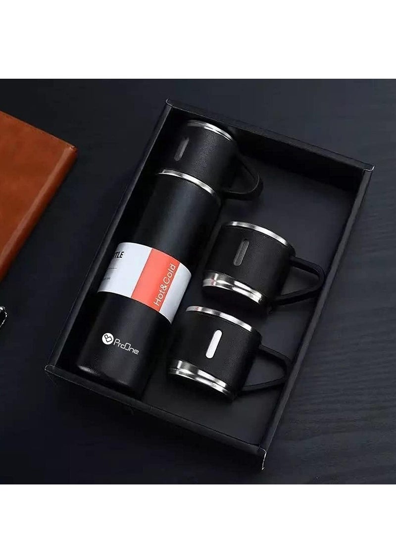 برو واحد قارورة ترمس من الفولاذ المقاوم للصدأ ProOne PSB02 بسعة 500 مل مع مقبض سيليكون وزجاجة مياه معزولة مع كوبين من الفولاذ المقاوم للصدأ للسفر في الهواء الطلق الساخن والبارد | صندوق الهدايا - Image 5