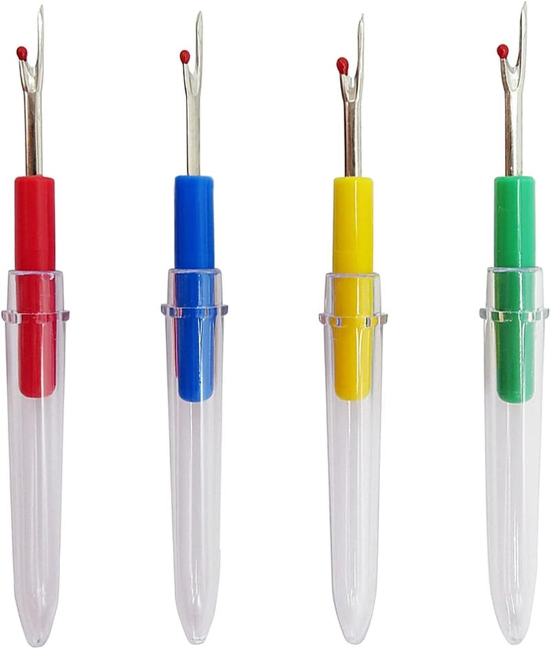 RIANZ Seam Ripper 4pcs Stitch Eraser Thread Cutter Small Clothes Tag Remover Seam Rippers for Sewing Crafting Thread Removing (Multi Color) - Image 1