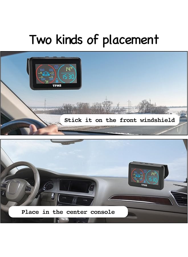 KASTWAVE Rv Tire Pressure Monitoring System, Tire Pressure Monitor System (0-145 Psi) With Solar Charge, With 4 External Sensors & Real Time Auto Alarm, Lcd Display, For Rv Suv Mpv Truck Sedan - Image 5