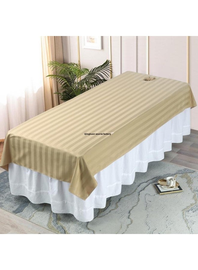 Beauty Bed Sheets, Beauty Salon Bed Single Piece, White With Holes, Physiotherapy Massage Bed Sheets, Accessible Luxury Style Pure Color-Color: Satin Strips - Dark Gray-Specifications:【190x100cm】with Holes  - Image 3