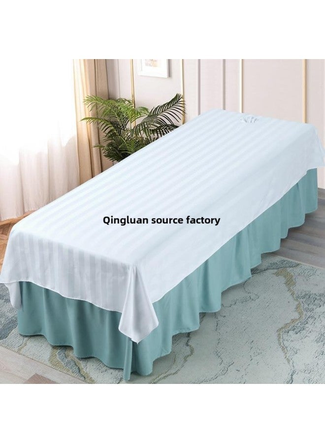 Beauty Bed Sheets, Beauty Salon Bed Single Piece, White With Holes, Physiotherapy Massage Bed Sheets, Accessible Luxury Style Pure Color-Color: Satin Strips - Dark Gray-Specifications:【190x100cm】with Holes  - Image 2