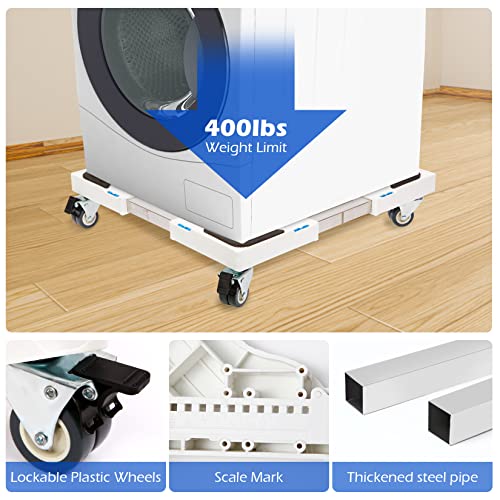 Nefish Furniture Dolly Adjustable Mini Fridge Stand Dolly Cart with 4 Lockable Wheels Washing Machine Stand Mobile Roller Universal Mobile Base Stand for Washer Dryer Refrigerator - Image 4