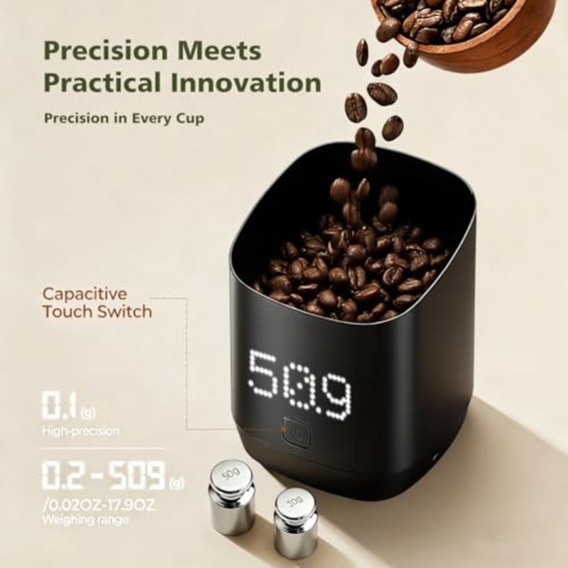 Digital Coffee Bean Dosing Cup with LED Display, 0.1g High Precision Espresso Scale for Coffee Beans and Grounds, Touch Sensor Brewing Accessory for Espresso and Pour Over, Ideal for CoffeeLovers - Image 5