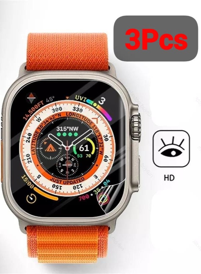 3 قطع حماية شاشة ساعة ابل الترا 2 من مادة الهايدروجيل الشفاف مقاس 49 - Image 1