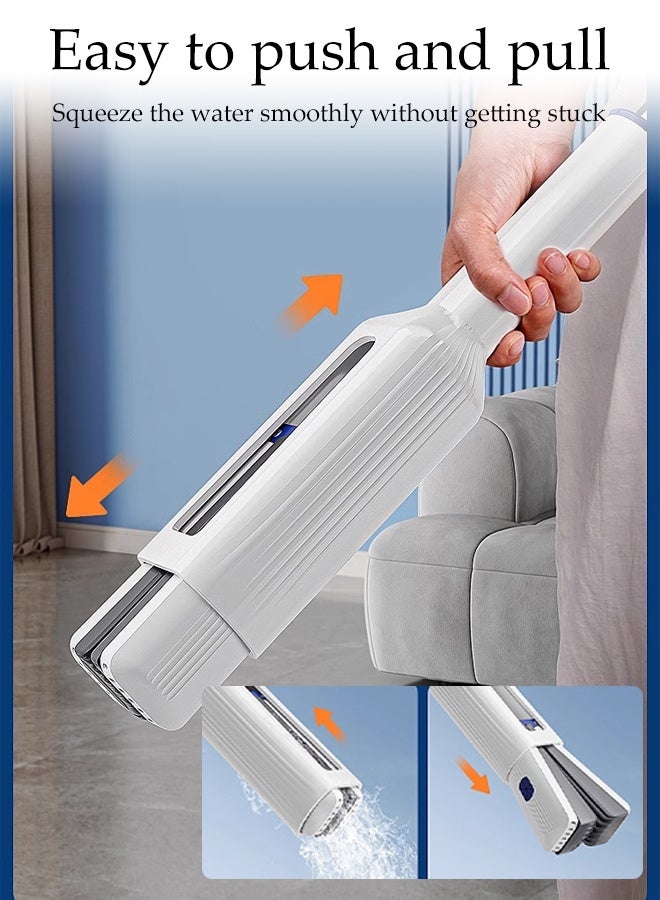 DUNISO Household Sponge Mop Multi-functional PVA Squeeze Mop Stainless Steel Long Handle Absorbent Mop Hands Free Collapsible Reusable Roller Sponge Mop Quick Drying Floor Cleaning Tool Hands Free Squeeze Mops for Home Use Tile Floor Bathroom Cleaning - Image 3