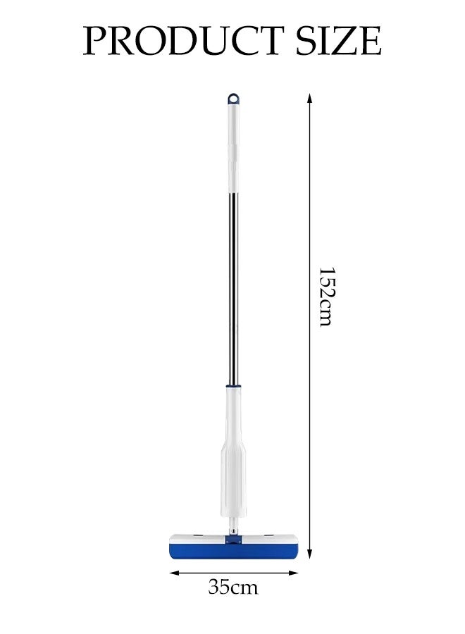 DUNISO Household Sponge Mop Multi-functional PVA Squeeze Mop Stainless Steel Long Handle Absorbent Mop Hands Free Collapsible Reusable Roller Sponge Mop Quick Drying Floor Cleaning Tool Hands Free Squeeze Mops for Home Use Tile Floor Bathroom Cleaning - Image 4