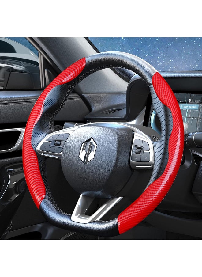 Generic Universal 15'' Steering Wheel Cover – Carbon Fiber, Anti-Slip, Stylish Red for Cars & Trucks  - Image 3