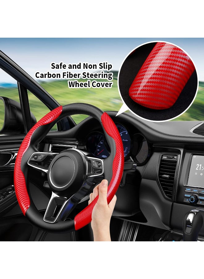 Generic Universal 15'' Steering Wheel Cover – Carbon Fiber, Anti-Slip, Stylish Red for Cars & Trucks  - Image 4