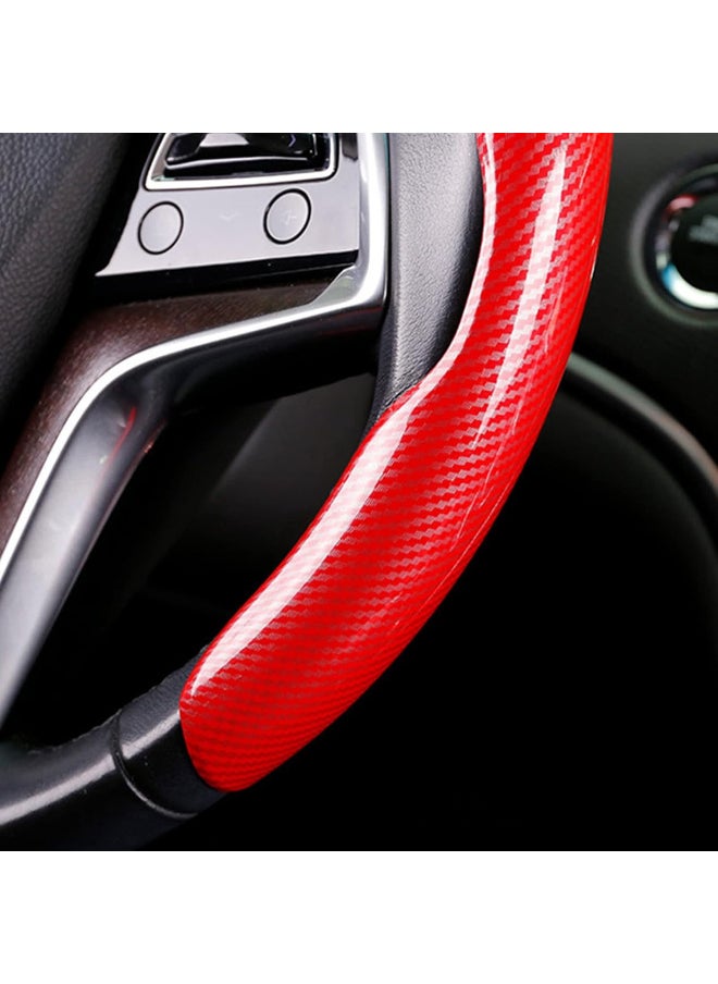 Generic Universal 15'' Steering Wheel Cover – Carbon Fiber, Anti-Slip, Stylish Red for Cars & Trucks  - Image 1