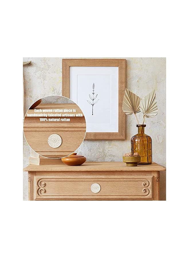 promass Dresser Knobs Round Wooden Drawer Knobs Handmade Wicker Woven and Screws for Boho Furniture Knobs Cabinets Dresser Handles Hardware Pulls Cabinet Knobs - Image 4