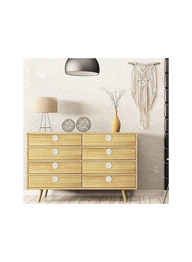 promass Dresser Knobs Round Wooden Drawer Knobs Handmade Wicker Woven and Screws for Boho Furniture Knobs Cabinets Dresser Handles Hardware Pulls Cabinet Knobs - Image 5