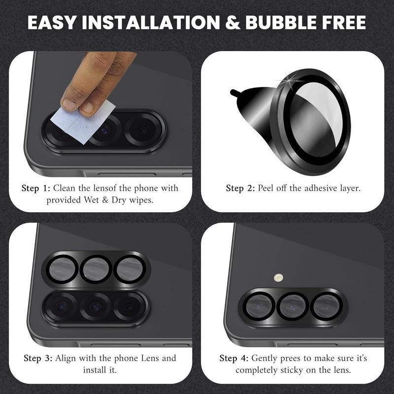 FIRST MART Camera Lens Protector for Samsung Galaxy A36 (6.7 Inches) Tough HD Individual Aluminum Alloy Lens Rings Cover, Scratch Resistant, Thin Lens Protection| Black, 1 Pack - Image 2