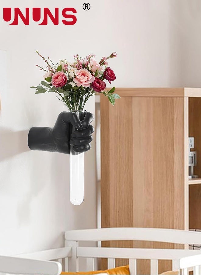 UNUNS Wall Vase,Black Wall Sculptures,Hand Vases Home Decor,Wall Mount Art Sculpture,Unique Wall Art Statue,Wall-Mounted Human Hand Decorative Vase,Hanging Decor for Wall＆Home Decor,Bathroom,Restaurant,Hotel,Black - Image 2