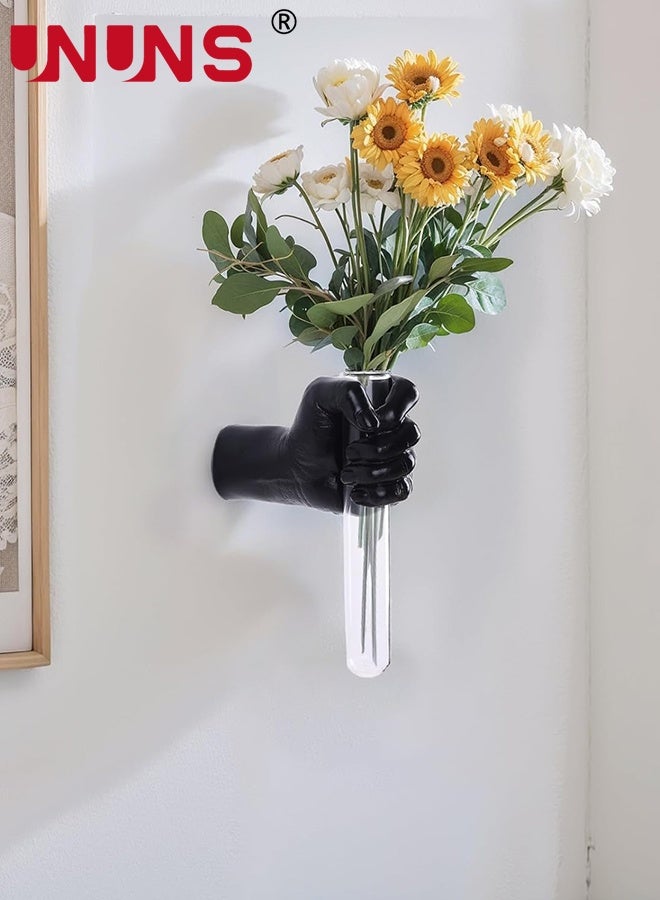 UNUNS Wall Vase,Black Wall Sculptures,Hand Vases Home Decor,Wall Mount Art Sculpture,Unique Wall Art Statue,Wall-Mounted Human Hand Decorative Vase,Hanging Decor for Wall＆Home Decor,Bathroom,Restaurant,Hotel,Black - Image 4