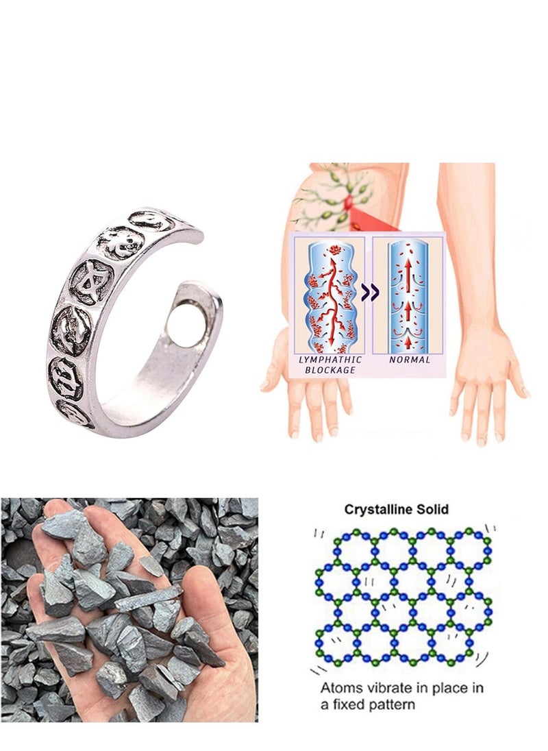 Generic 2 PCS Men Lymphatic Drainage Therapeutic Magnetic Ring, Magnetic Therapeutic Lymphcare Ring Blood Sugar Control Ring Blood Glucose Control Ring Elegant Copper Magnetic Ring Women Men Gifts (Silver)  - Image 5