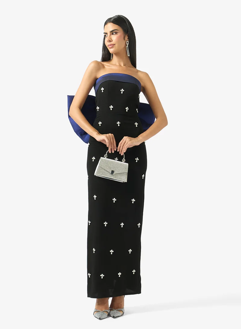 Akadia Fashion  RIBBON BACK CRYSTAL CREPE DRESS for Women | Best Price UAE