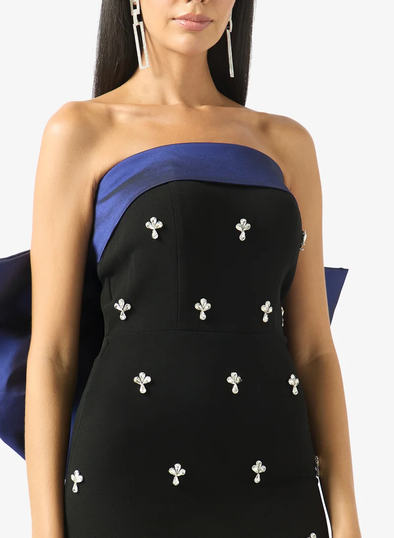 Akadia Fashion  RIBBON BACK CRYSTAL CREPE DRESS for Women | Best Price UAE