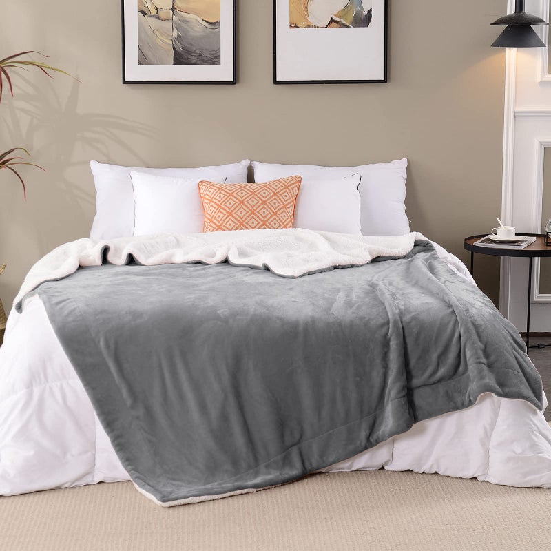 SOCHOW Sherpa Fleece Throw Blanket, Double-Sided Super Soft Luxurious Plush Blanket Throw Size, Grey, 50x60 inches - Image 5