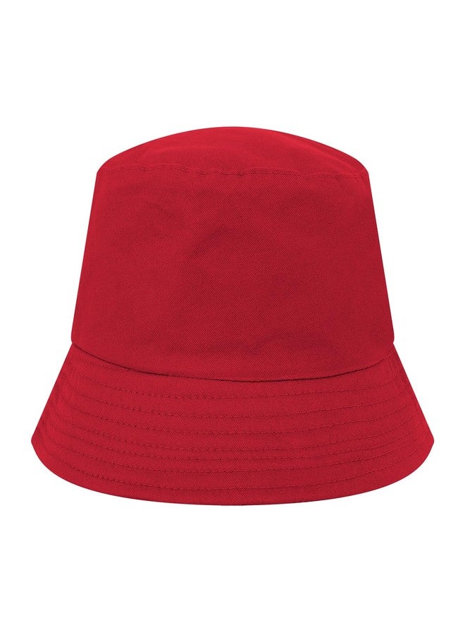 TopTie Kids Cotton Bucket Hat Sun Beach Cap for Boys Girls 3-8 Year Old-Red - Image 2