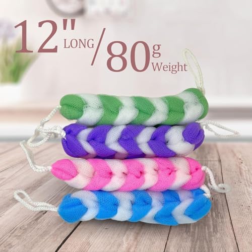B-BUCKET Classic Multicolour Loofah Body Scrubber for Men & Women | Long Stretchable Back Cleaner with Soft Exfoliating Mesh for Gentle Skin Care - Image 2
