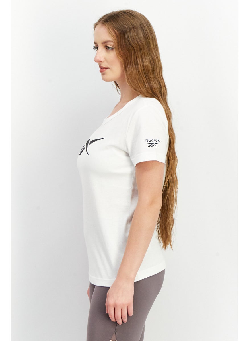 Reebok Women Sportswear Fit Short Sleeves Training T-Shirt, White  - Image 4