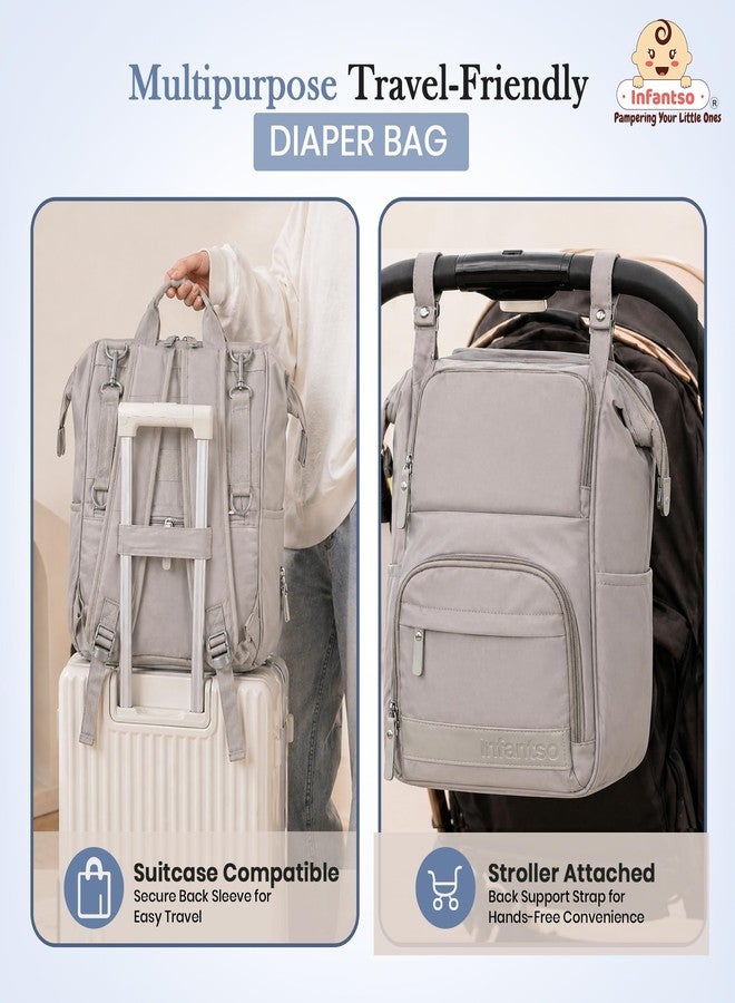Infantso Premium Multifunctional Waterproof Diaper Bag For Mothers For Travel/Diaper Bags With Multi Compartments, Insulated Bottle Pockets, Hanging Strap, Anti-Theft Pocket, 27Lt Maternity Bag - Image 5