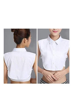 Y&D Lady's Fake Collar Half Shirt Blouse Detachable False Joker Decorative Cuff Cotton Choker Tie Lapel Point– White  - Image 2