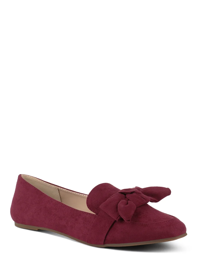 London Rag Casual Walking Bow Loafers in Dark Red