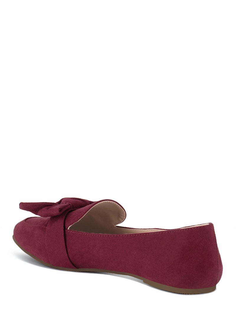 London Rag Casual Walking Bow Loafers in Dark Red  - Image 3