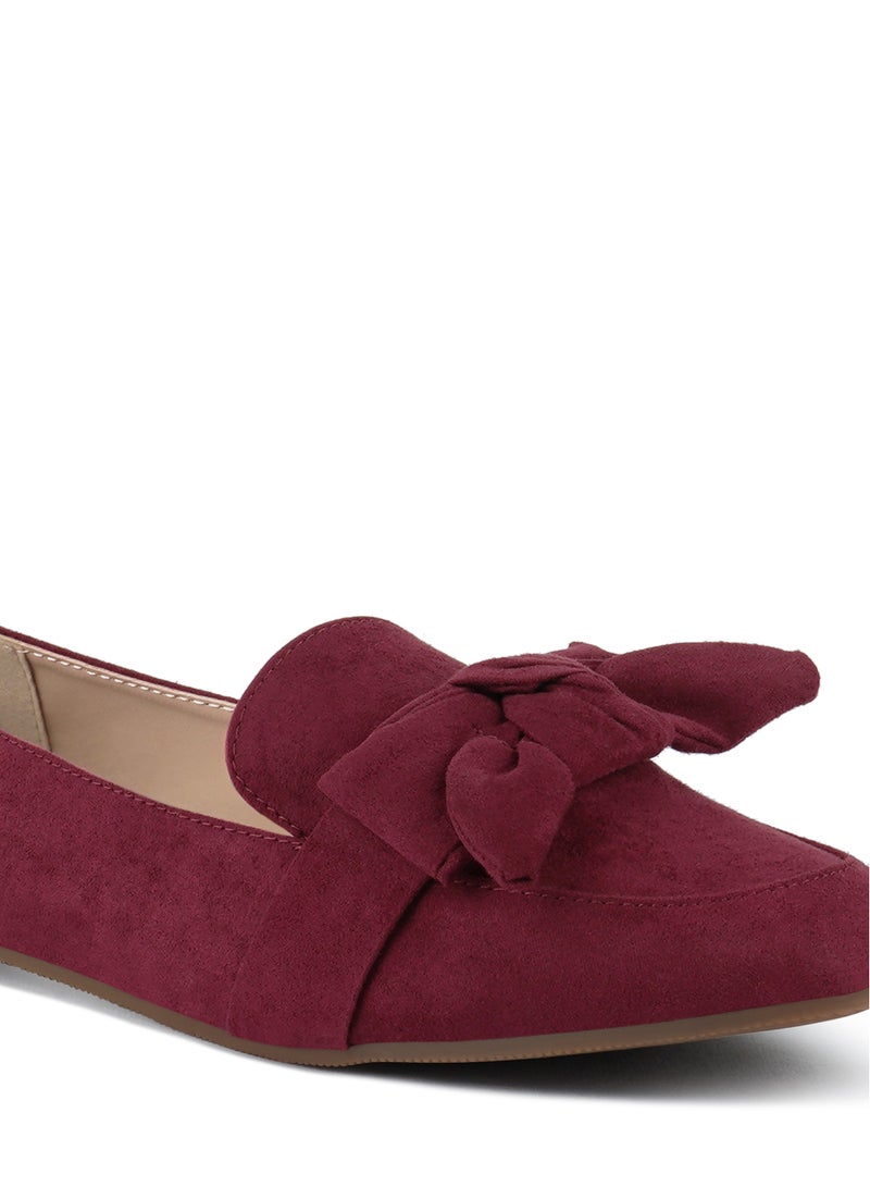 London Rag Casual Walking Bow Loafers in Dark Red  - Image 5