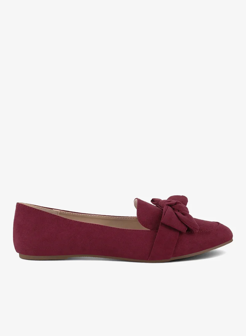 Casual Walking Bow Loafers in Dark Red