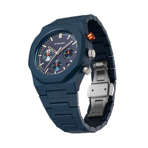 D1 Milano Polyurethane Polychrono Black Dial Quartz Analog Watch - for Men Phbj09, Band Color:Blue - Image 2
