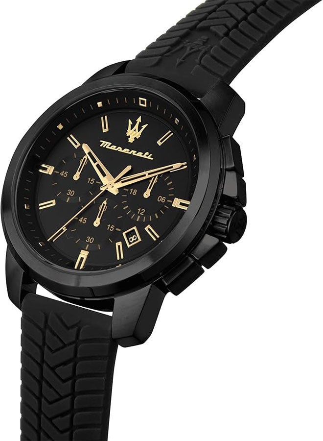 مازيراتي SUCCESSO 44 ملم مراقبة الرجال، الأسود، كرونوغراف، حركة الكوارتز - Image 2