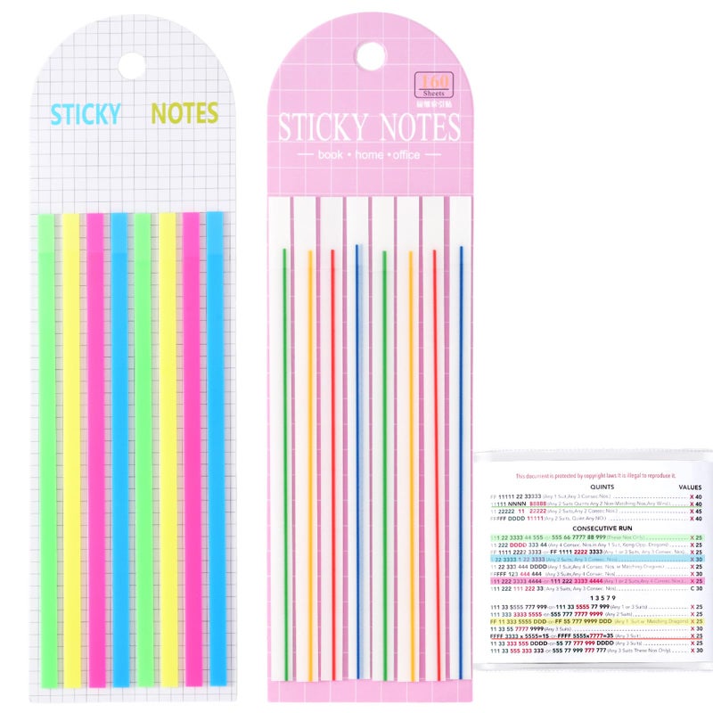 linastu 320 pcs Mahjong Card Line Finder Highlighter Tape, Mahjong Line Highlighter Stripe, Transparent Sticky Card Markers Tabs, Mahjong Game Rule Reader, Reusable & No Adhesive Residue (Solid color + Lines) - Image 1