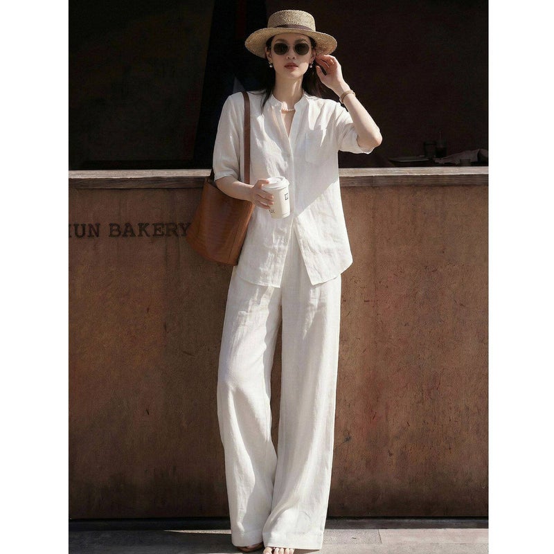 Women's Elegant Shirt and Wide-Leg Pants Set 2026 Autumn Commute Workwear - Image 4
