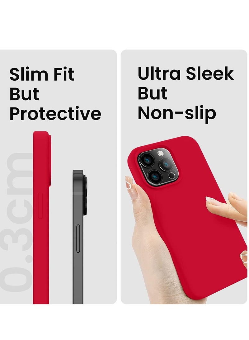 ELTRAZONE Designed for iPhone 14 Pro Max Case, Silicone Phone Case with [2 Screen Protectors] + [2 Camera Lens Protectors] and Soft Anti-Scratch Microfiber Lining Inside, 6.7 inch, Deep Red - Image 3
