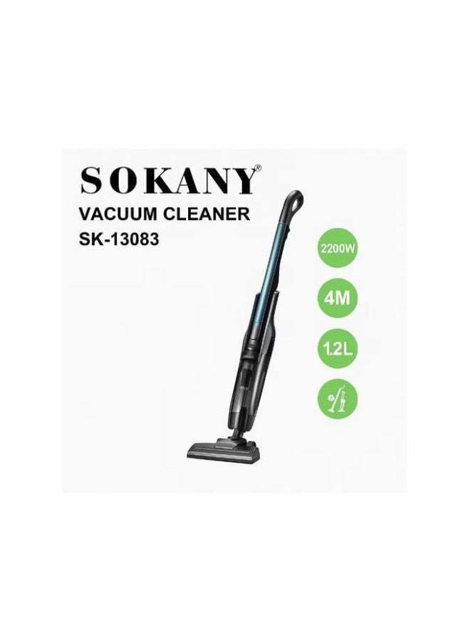 سوكاني مكنسة كهربائية عمودية سلكية 2 في 1 من سوكاني جاف و رطب  SK-13083، قوة 2200 واط، سعة خزان 1.2 لتر لشفط (المياه-والاتربة)  مع سلك بطول 4 متر وفلتر هيبا، لون أسود - Image 2