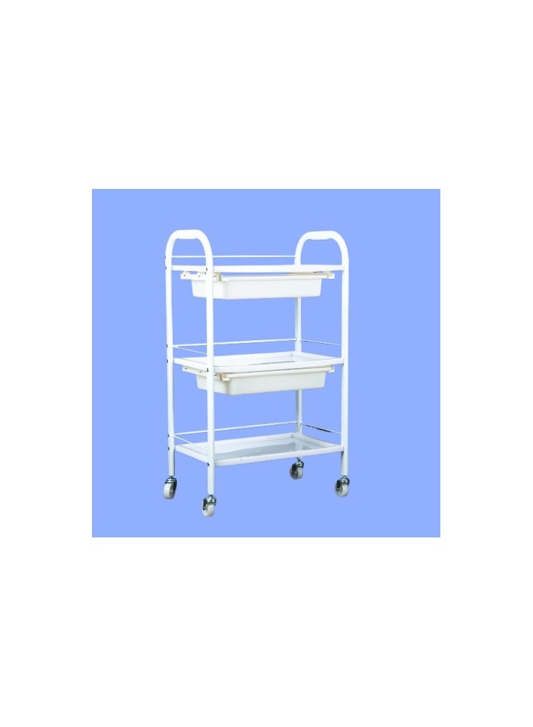 LA PERLA TECH  Trolley Cart with 3 Layers Plastic Shelves 2 Drawer for Salon & Spa, Beauty Facial Clinic Professional and Personal Use  - Image 2