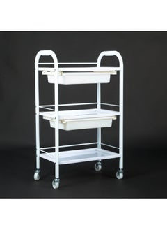 LA PERLA TECH  Trolley Cart with 3 Layers Plastic Shelves 2 Drawer for Salon & Spa, Beauty Facial Clinic Professional and Personal Use  - Image 1