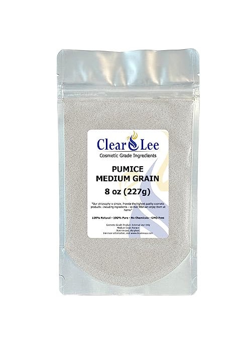 ClearLee - ClearLee Cosmetic Grade Pumice - 100% Pure Natural Grain/Powder - Great For Skin Exfoliation in DIY Soaps, Masks, Scrubs for Face, Body, Foot (8oz, Medium Grain) - Image 1