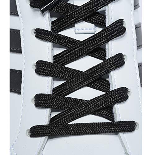 Curtual Wide Flat Athletic Shoelaces with Wide Shoelaces Flat Shoe Laces [2 Pairs] [6 Color][8 Size] for Sneakers and Shoes (72" inches (183 cm), Black) - Image 2