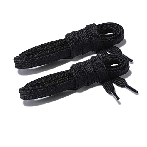 Curtual Wide Flat Athletic Shoelaces with Wide Shoelaces Flat Shoe Laces [2 Pairs] [6 Color][8 Size] for Sneakers and Shoes (72" inches (183 cm), Black) - Image 1