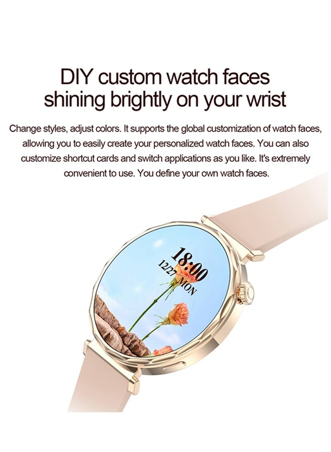 رولستيمي ساعة ذكية للاتصال بالبلوتوث ، شاشة كبيرة مقاس 1.6 بوصة ، 100 وضع رياضي، 150 + وجه ساعة قائم على السحابة ، إدارة صحية متعددة الأبعاد ، عمر بطارية قوي ، مناسب للنساء (ذهبي وردي) - Image 2